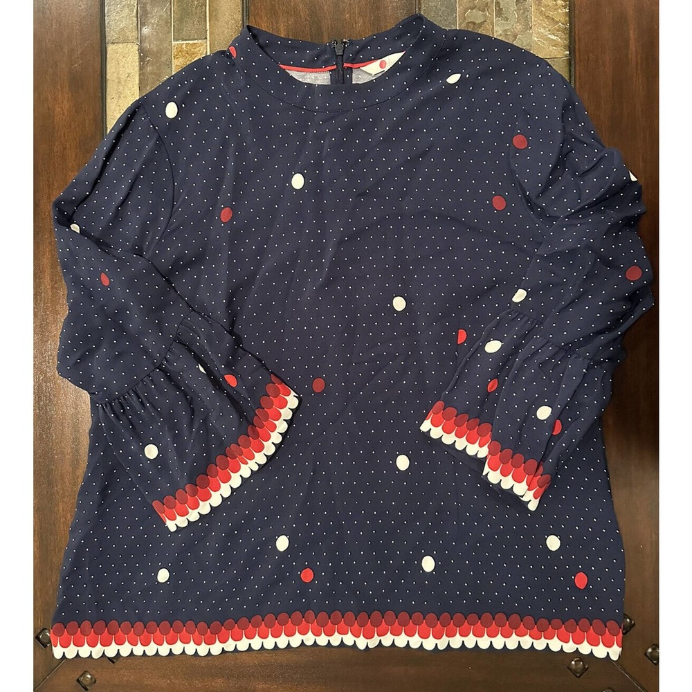 Boden womens Navy Polka Dot Boho Blouse size 18